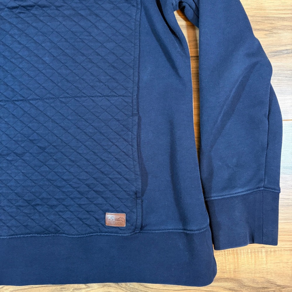 LL Bean Womens Quilted Quarter Zip Pullover Sweatshirt Navy Blue Large 502745 - Picture 4 of 12